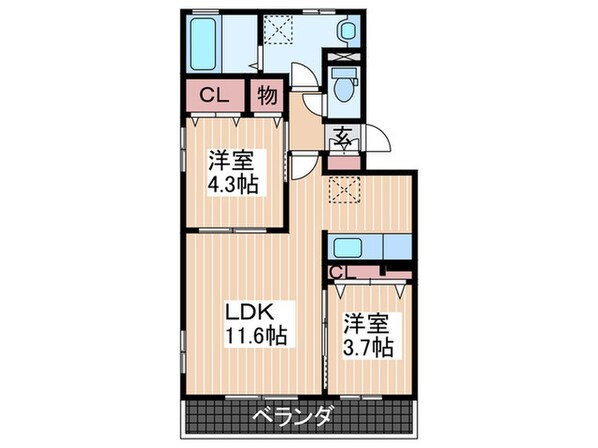 ルクプルＡ棟の物件間取画像